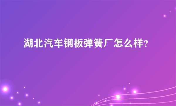 湖北汽车钢板弹簧厂怎么样？