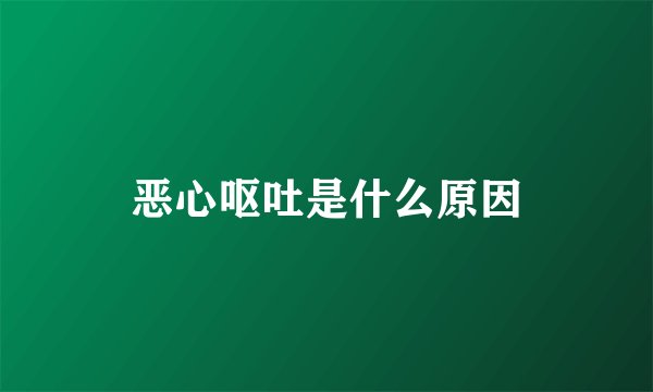 恶心呕吐是什么原因
