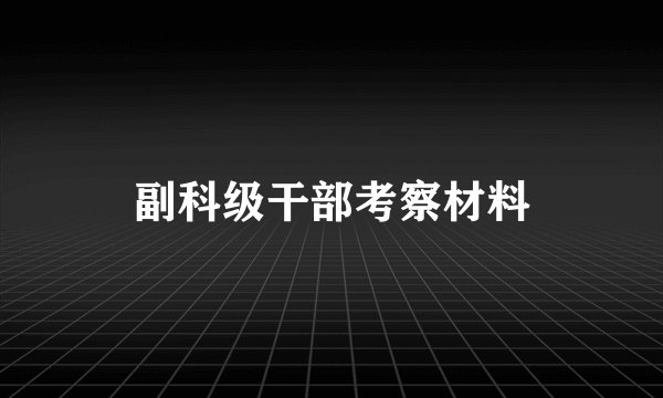 副科级干部考察材料