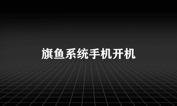 旗鱼系统手机开机