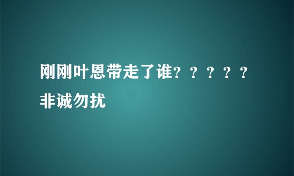 刚刚叶恩带走了谁？？？？？非诚勿扰