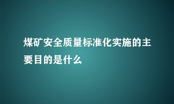 煤矿安全质量标准化实施的主要目的是什么