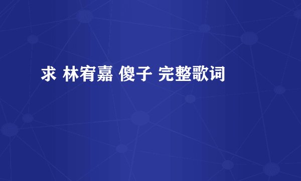 求 林宥嘉 傻子 完整歌词