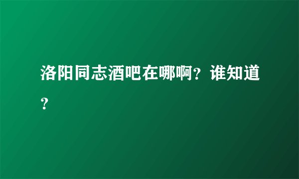 洛阳同志酒吧在哪啊？谁知道？