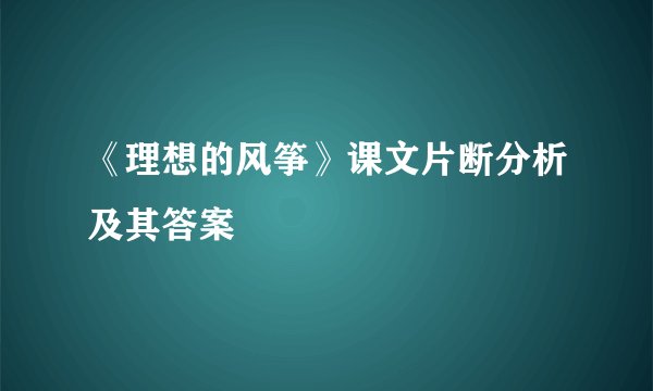 《理想的风筝》课文片断分析及其答案