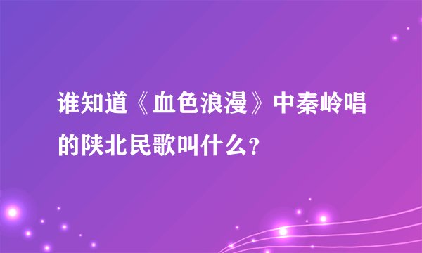 谁知道《血色浪漫》中秦岭唱的陕北民歌叫什么？