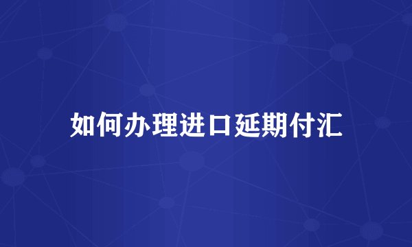 如何办理进口延期付汇