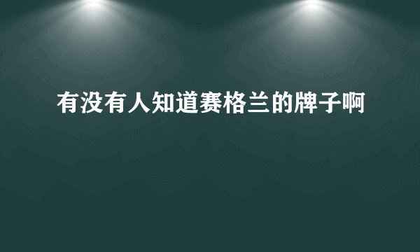 有没有人知道赛格兰的牌子啊