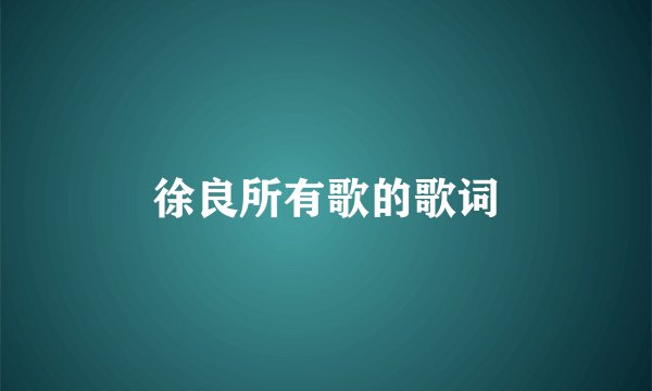 徐良所有歌的歌词