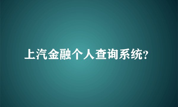 上汽金融个人查询系统？