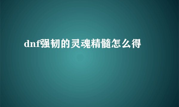 dnf强韧的灵魂精髓怎么得