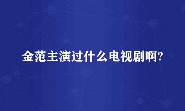 金范主演过什么电视剧啊?