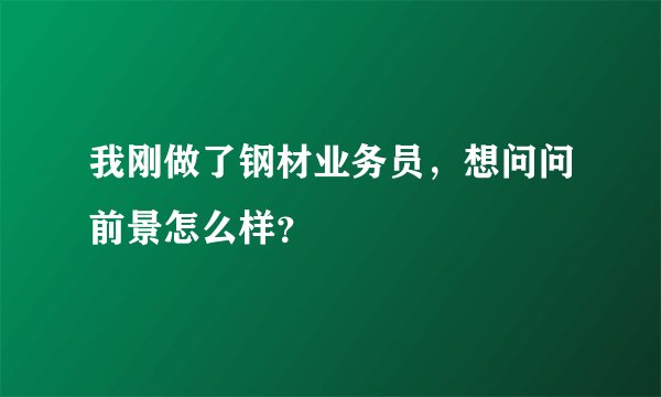 我刚做了钢材业务员，想问问前景怎么样？