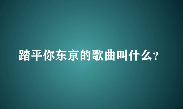 踏平你东京的歌曲叫什么？