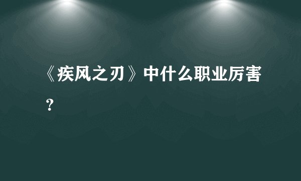 《疾风之刃》中什么职业厉害 ？