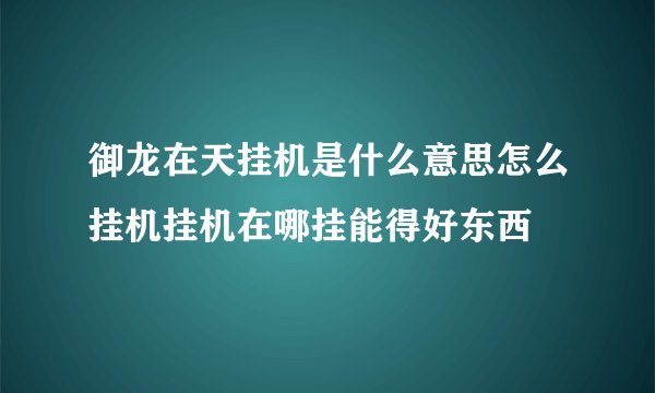 御龙在天挂机是什么意思怎么挂机挂机在哪挂能得好东西