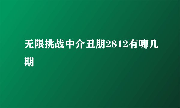 无限挑战中介丑朋2812有哪几期