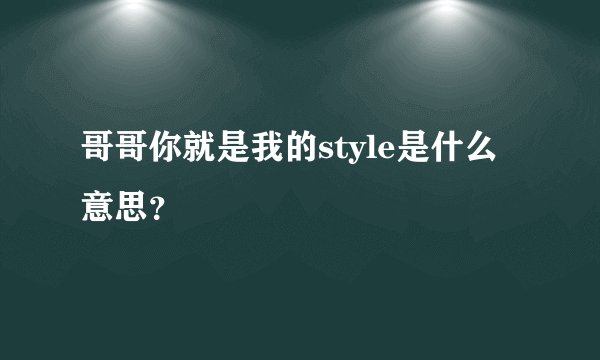 哥哥你就是我的style是什么意思？