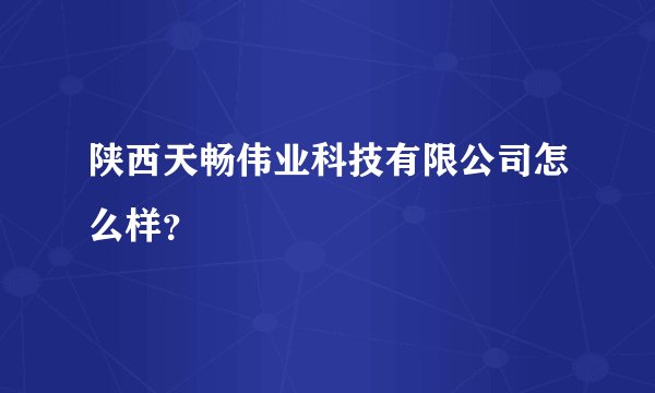 陕西天畅伟业科技有限公司怎么样？