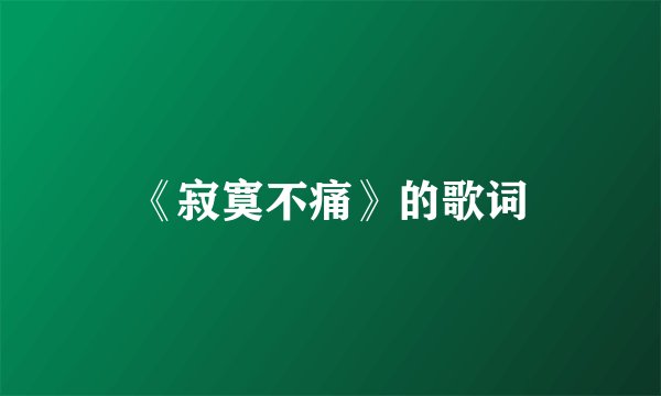 《寂寞不痛》的歌词