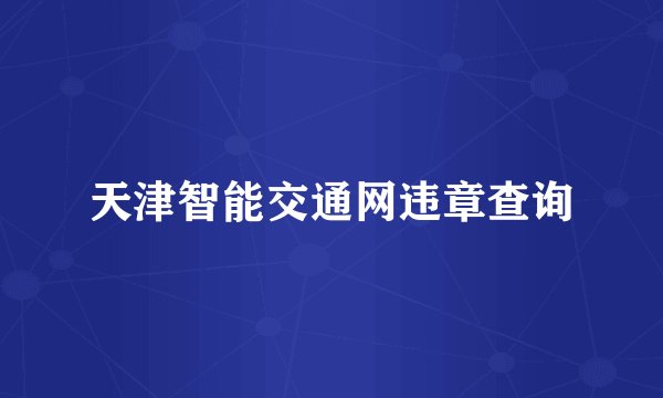 天津智能交通网违章查询