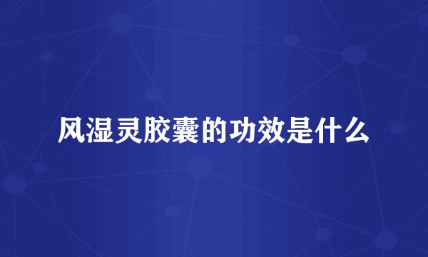 风湿灵胶囊的功效是什么