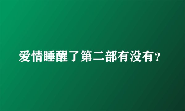 爱情睡醒了第二部有没有？