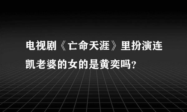 电视剧《亡命天涯》里扮演连凯老婆的女的是黄奕吗？