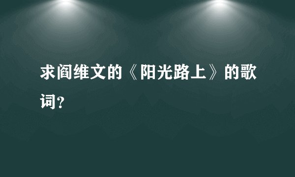 求阎维文的《阳光路上》的歌词？