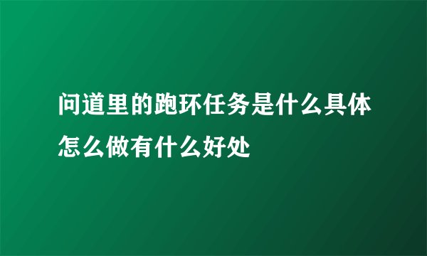 问道里的跑环任务是什么具体怎么做有什么好处