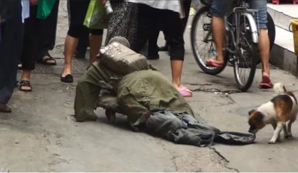 河南乞讨老汉拦车被撞了吗?
