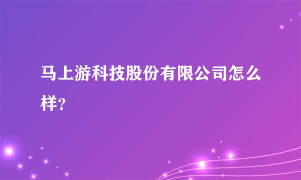 马上游科技股份有限公司怎么样？