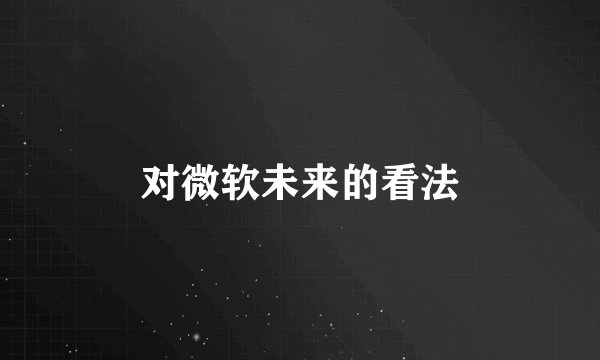 对微软未来的看法