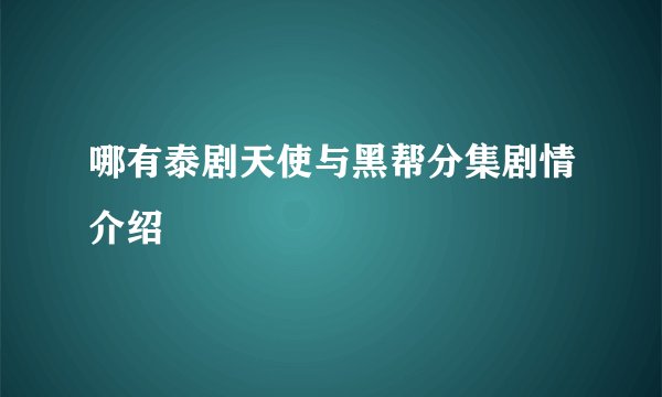 哪有泰剧天使与黑帮分集剧情介绍