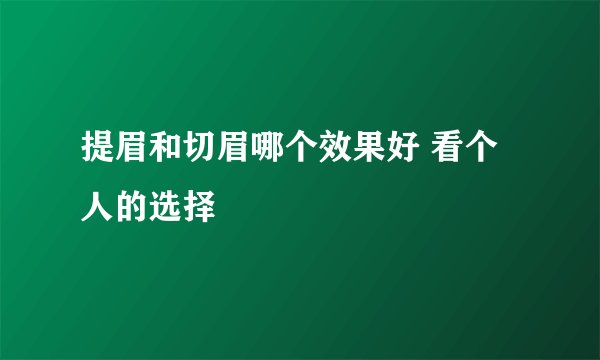 提眉和切眉哪个效果好 看个人的选择