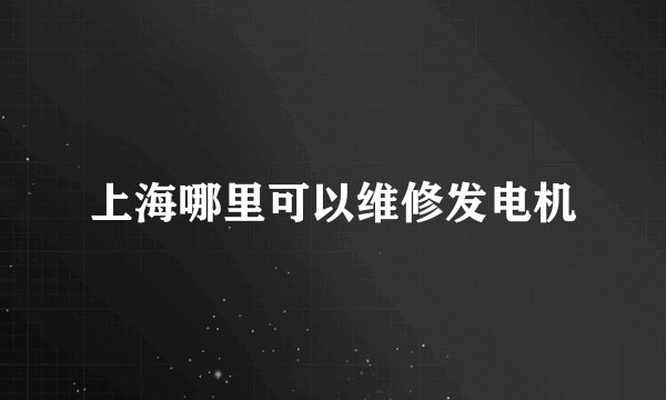 上海哪里可以维修发电机