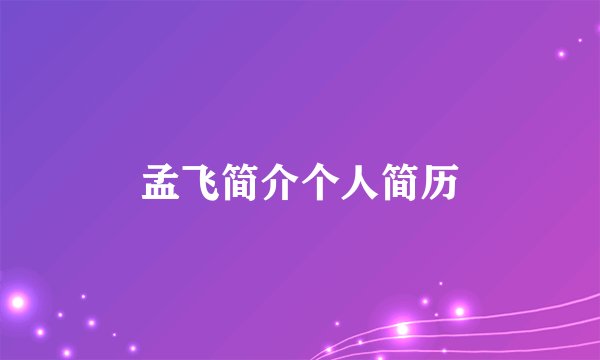 孟飞简介个人简历