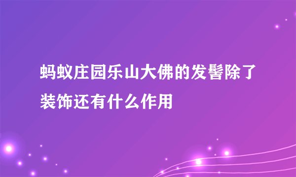 蚂蚁庄园乐山大佛的发髻除了装饰还有什么作用