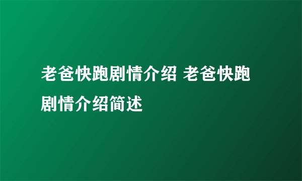 老爸快跑剧情介绍 老爸快跑剧情介绍简述