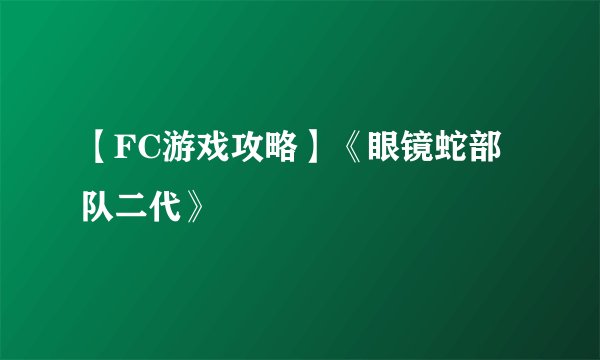 【FC游戏攻略】《眼镜蛇部队二代》