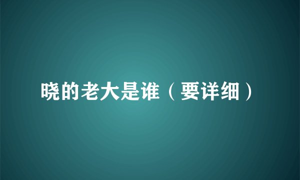 晓的老大是谁（要详细）