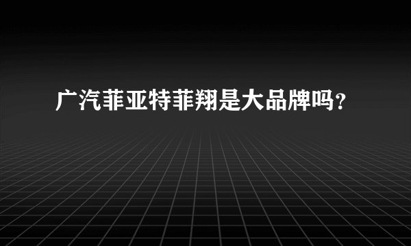 广汽菲亚特菲翔是大品牌吗？