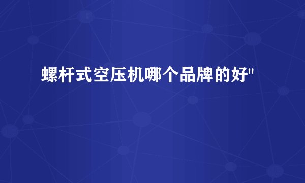 螺杆式空压机哪个品牌的好