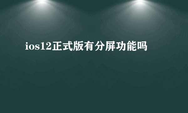 ios12正式版有分屏功能吗