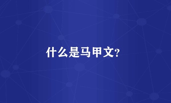什么是马甲文？