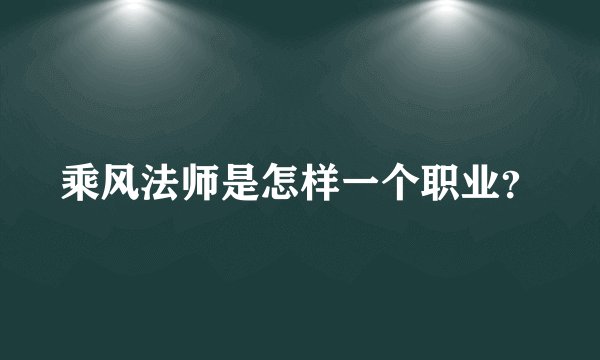 乘风法师是怎样一个职业？