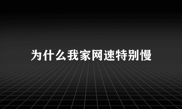 为什么我家网速特别慢