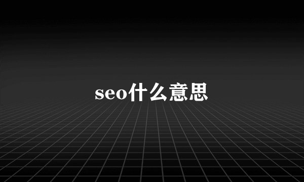 seo什么意思