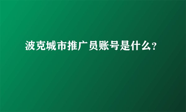 波克城市推广员账号是什么？