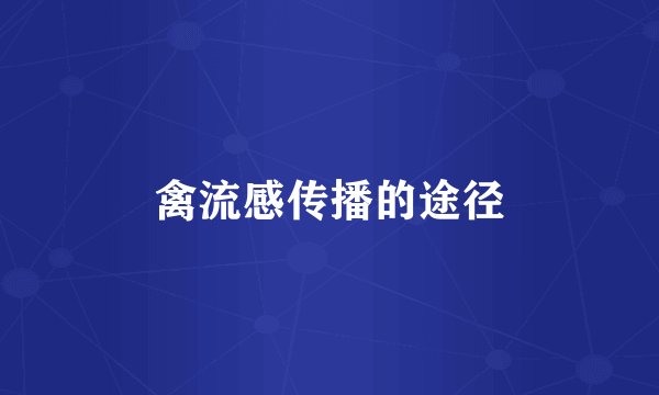 禽流感传播的途径